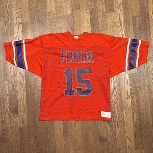 Vintage 70s Russell Florida Gators No 15 Made in USA Football Jersey Mens Large